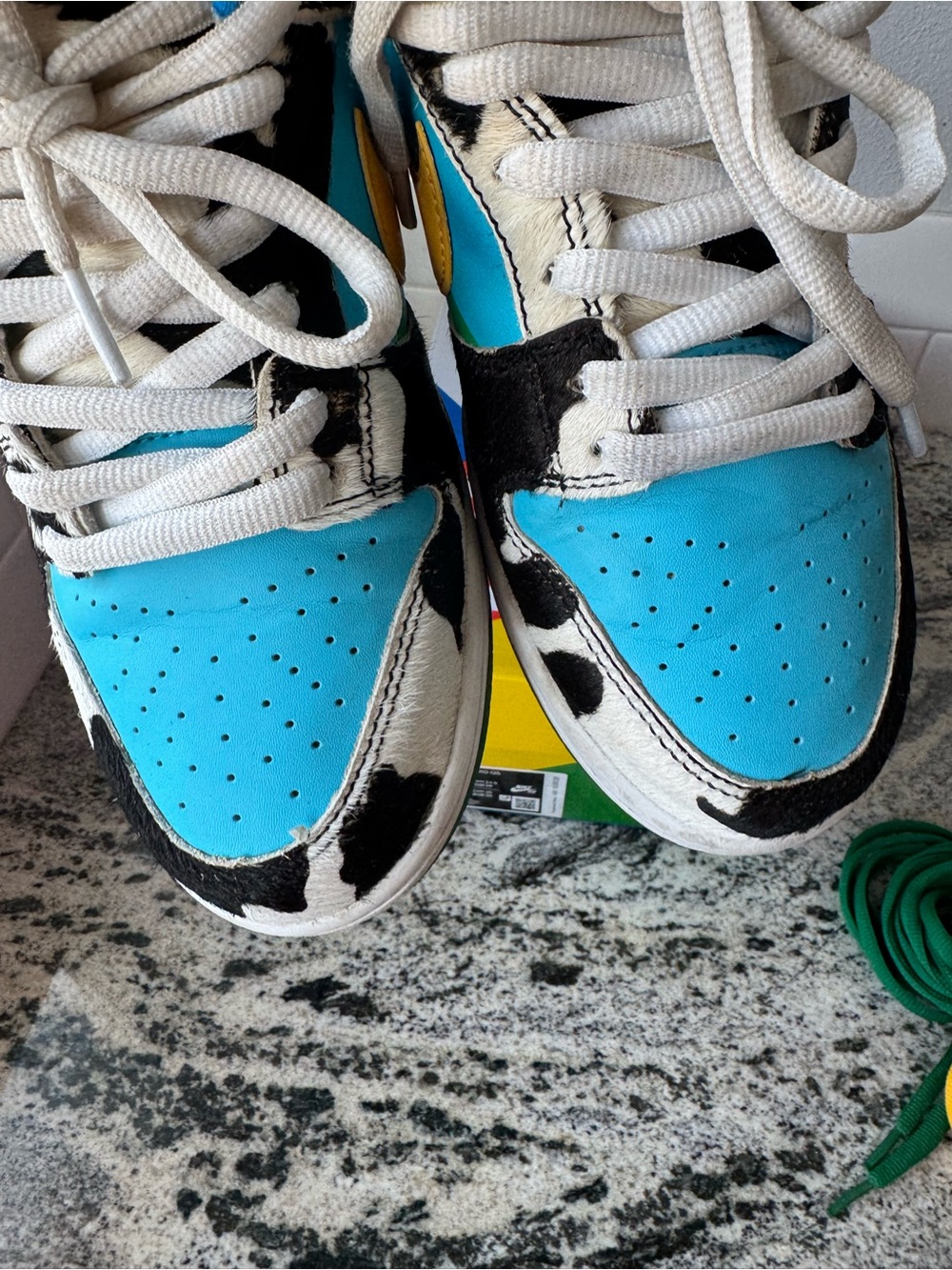 Nike Dunk Low SE - Blue, Yellow, Green & Black Cow Print - Picture 7 of 9